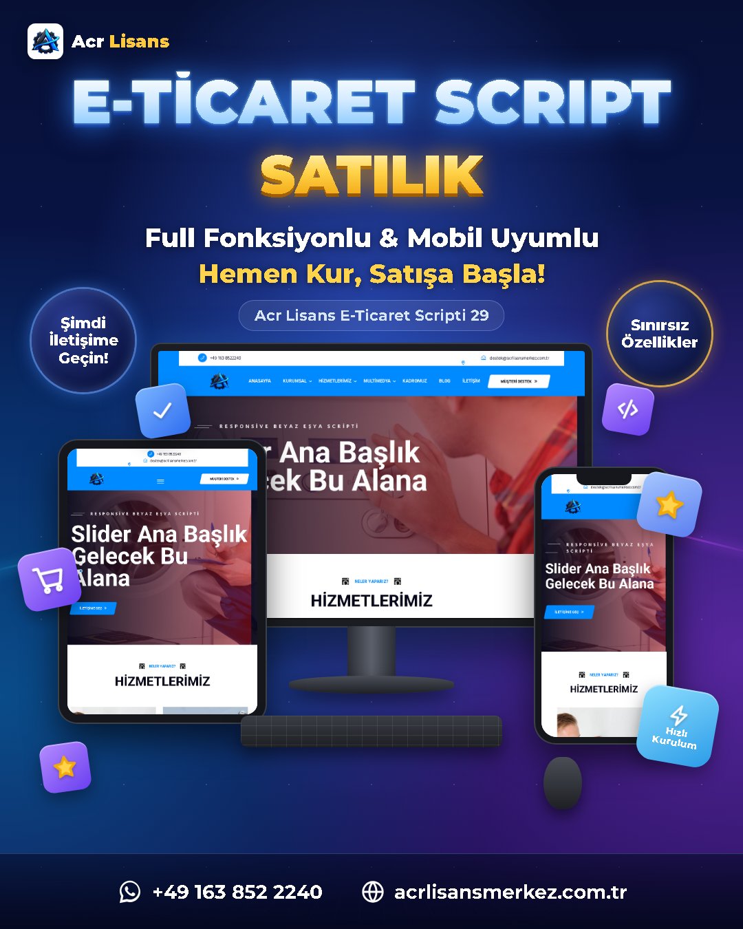 Acr Lisans E-Ticaret Scripti 29 ekran görüntüsü 1