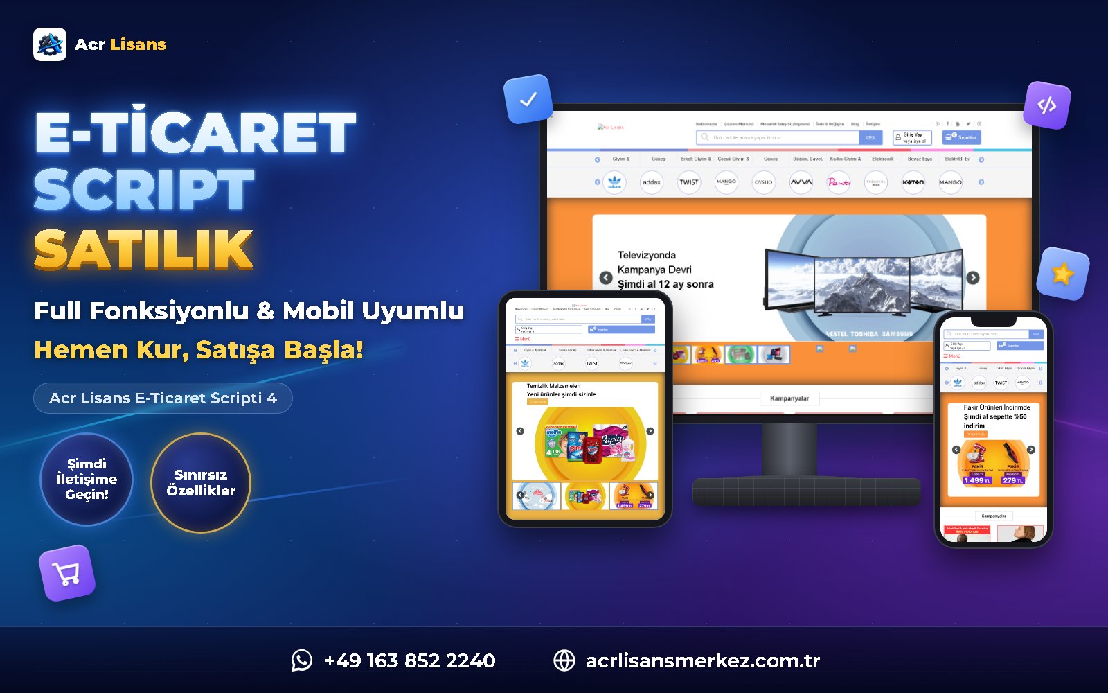Acr Lisans E-Ticaret Scripti 4 ana ekran görüntüsü