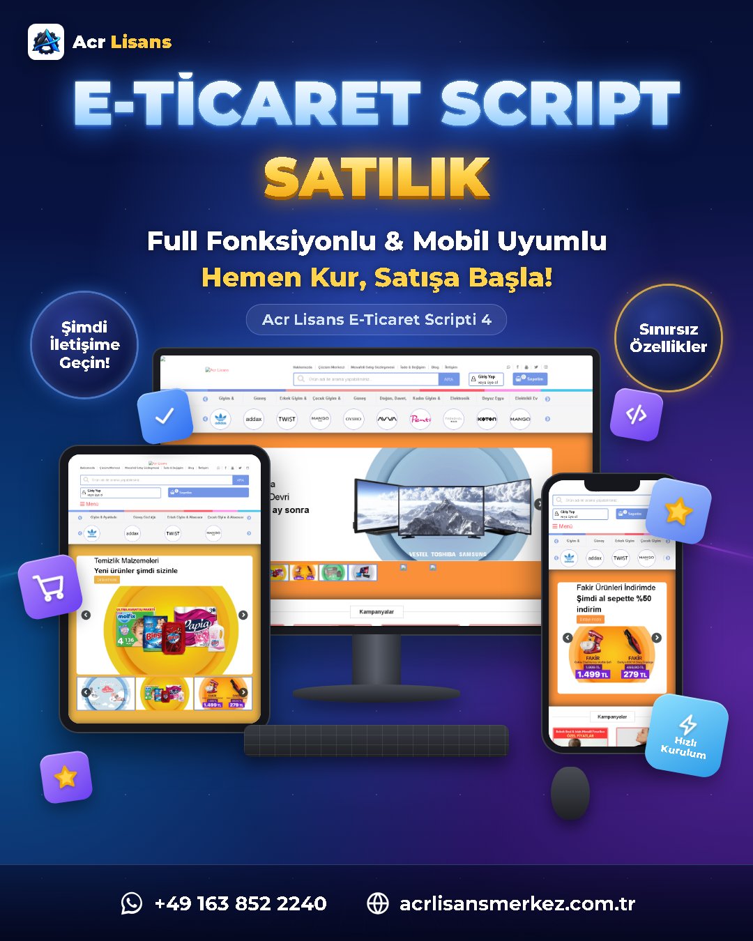 Acr Lisans E-Ticaret Scripti 4 ekran görüntüsü 1