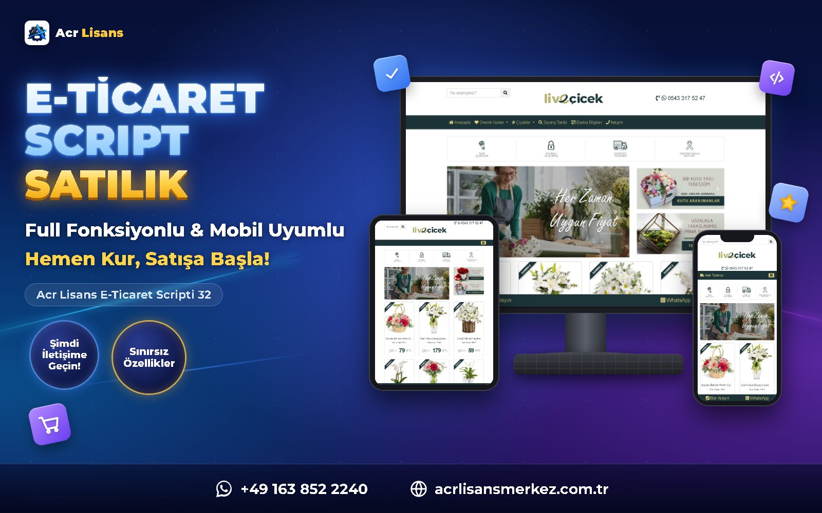 Acr Lisans E-Ticaret Scripti 32 ana ekran görüntüsü