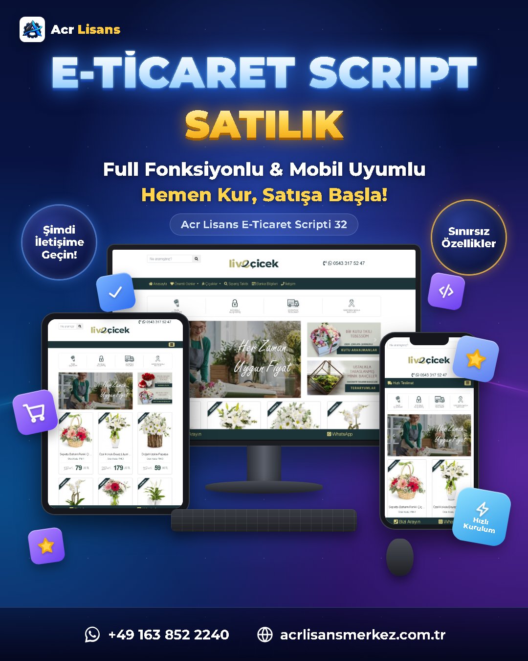 Acr Lisans E-Ticaret Scripti 32 ekran görüntüsü 1