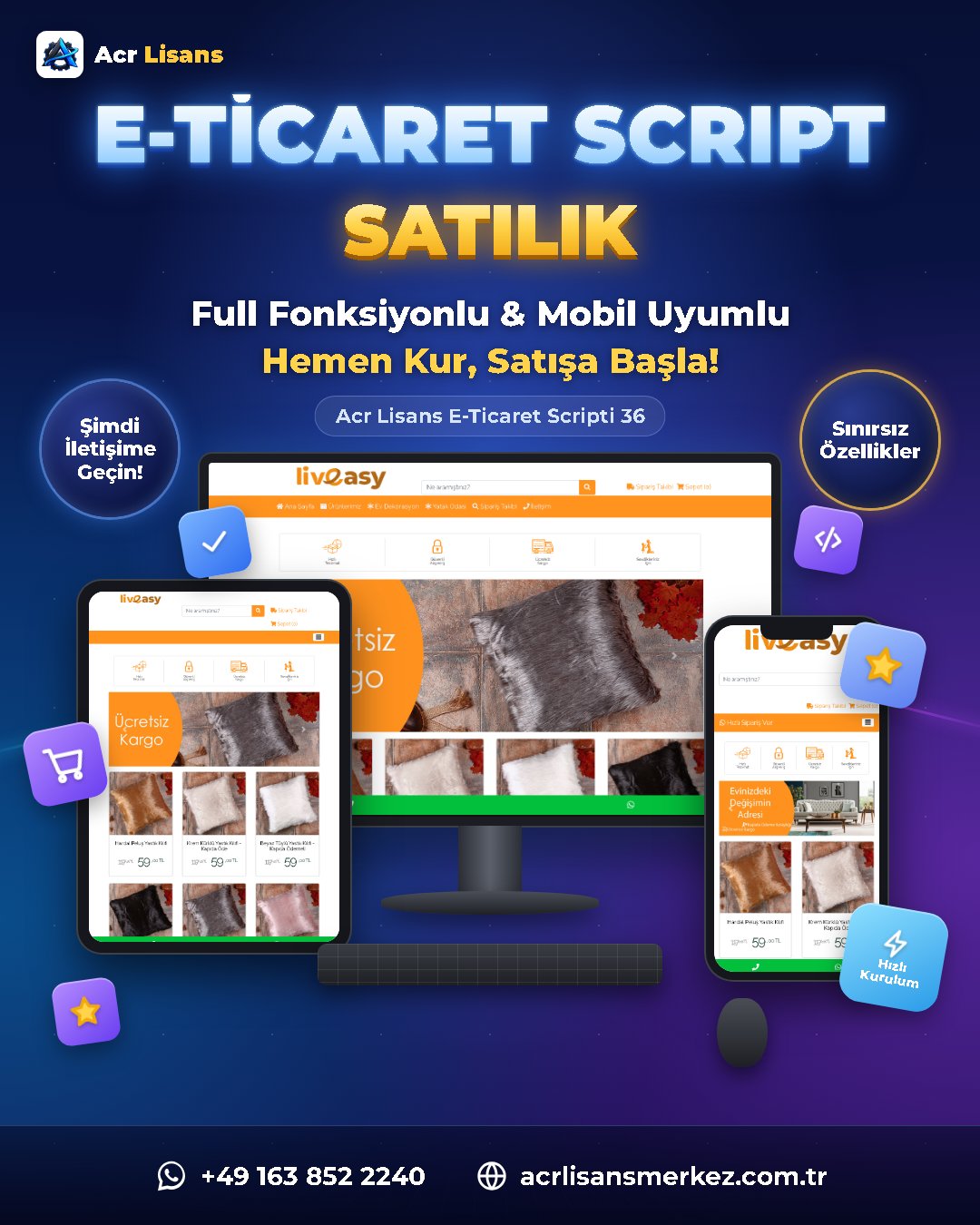 Acr Lisans E-Ticaret Scripti 36 ekran görüntüsü 1
