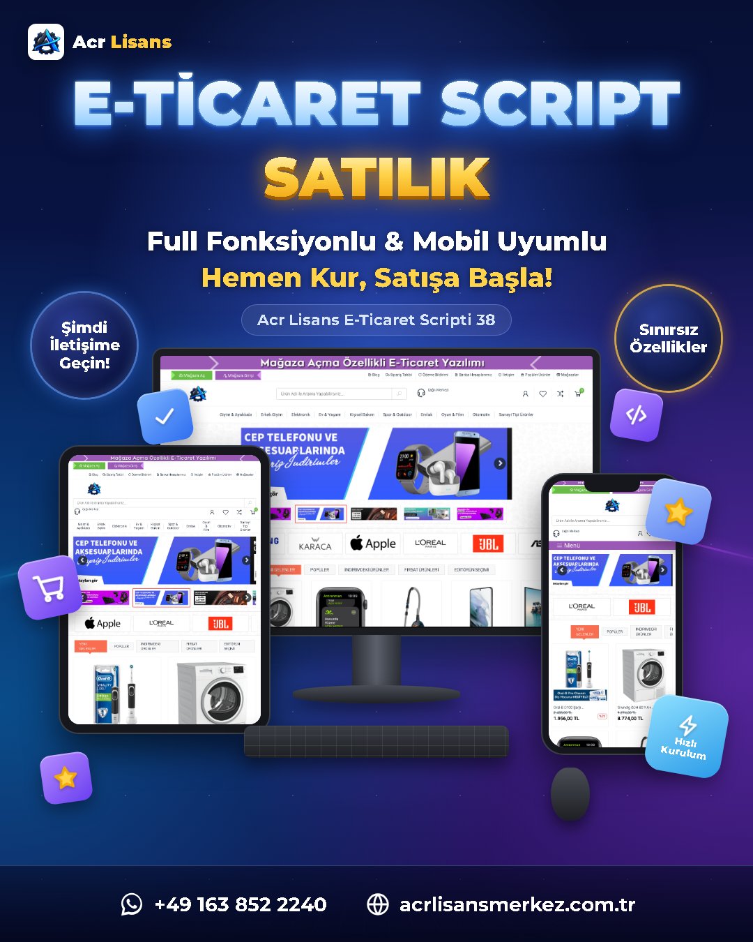 Acr Lisans E-Ticaret Scripti 38 ekran görüntüsü 1
