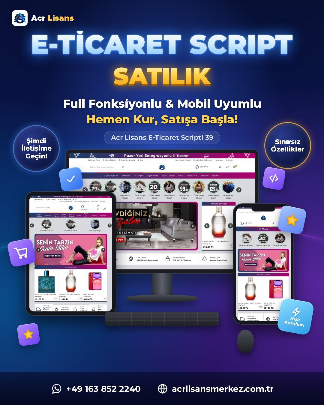 Acr Lisans E-Ticaret Scripti 39 ekran görüntüsü 1