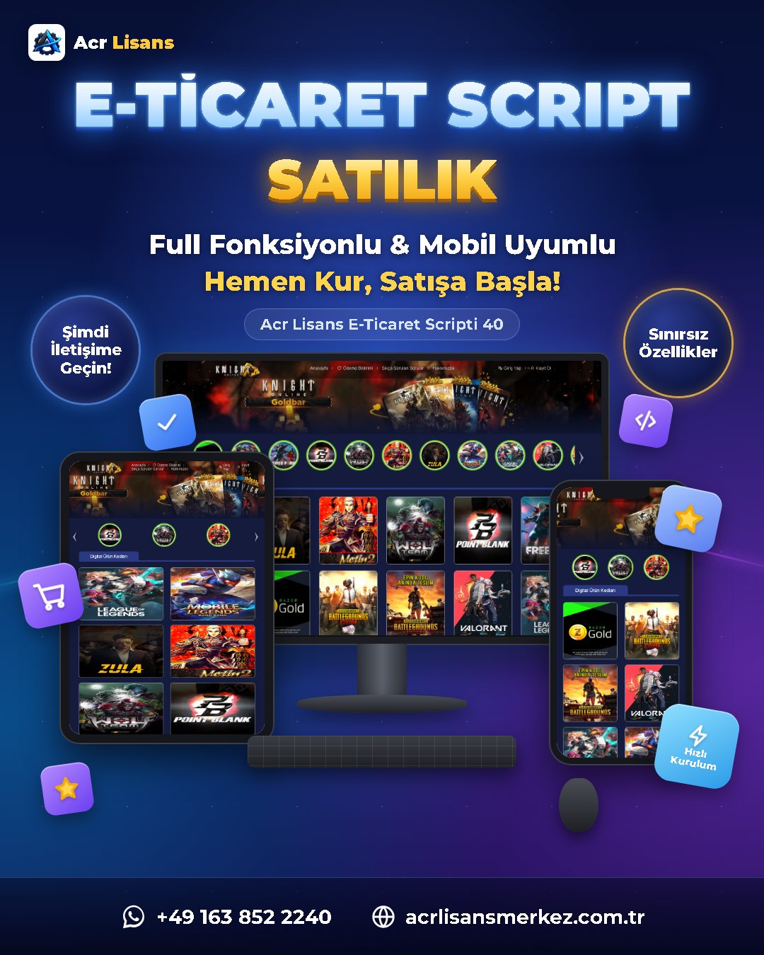 Acr Lisans E-Ticaret Scripti 40 ekran görüntüsü 1