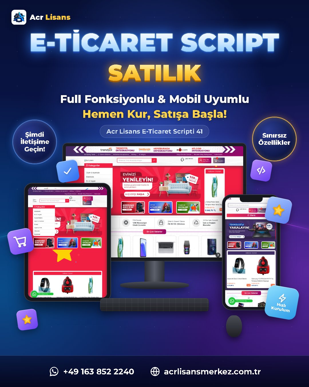 Acr Lisans E-Ticaret Scripti 41 ekran görüntüsü 1