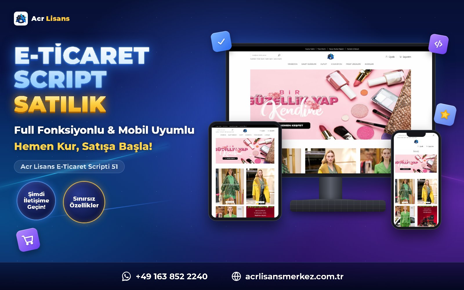 Acr Lisans E-Ticaret Scripti 51 ana ekran görüntüsü