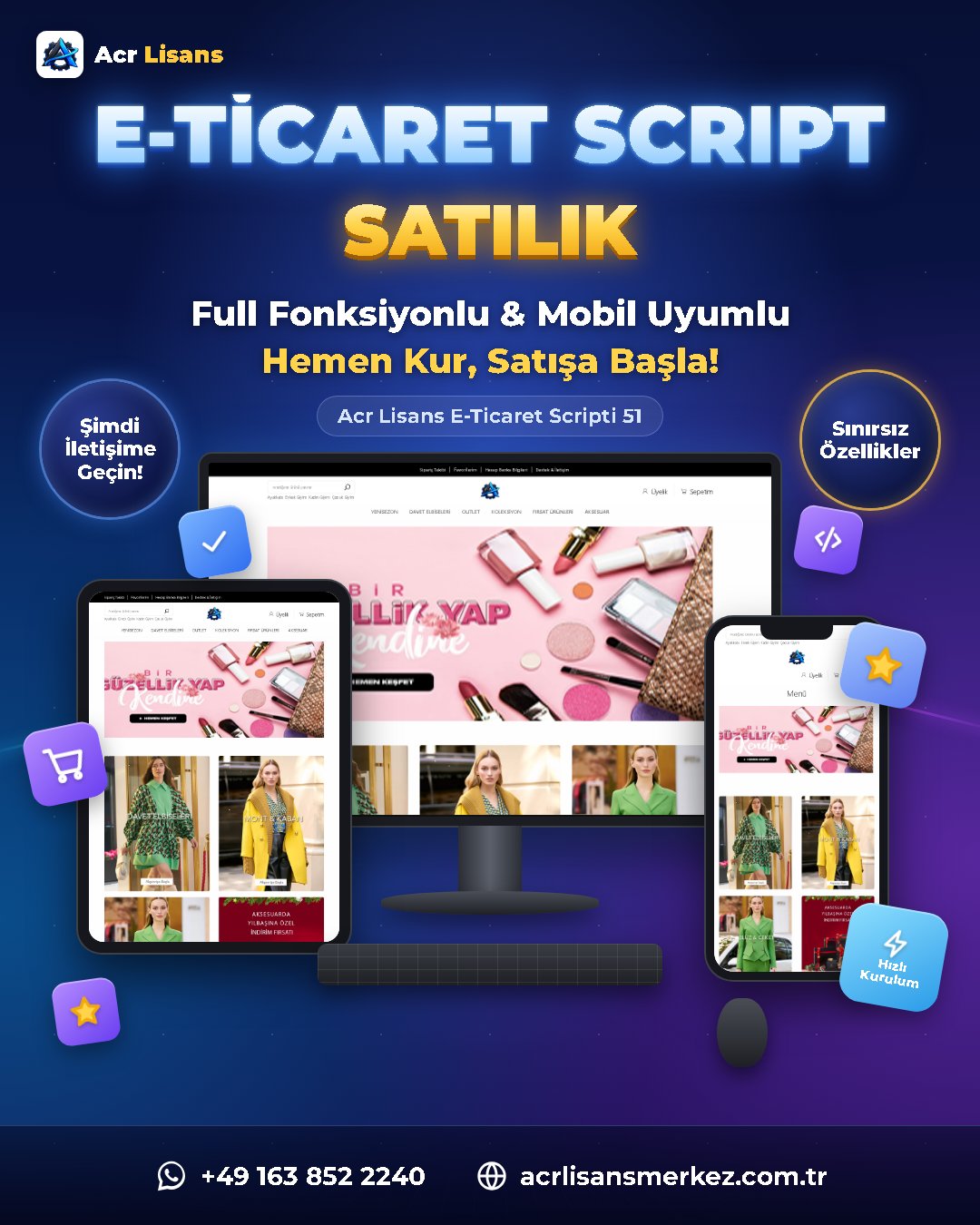 Acr Lisans E-Ticaret Scripti 51 ekran görüntüsü 1