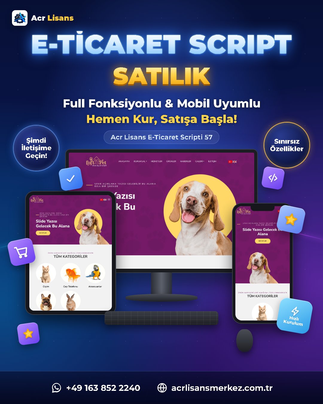 Acr Lisans E-Ticaret Scripti 57 ekran görüntüsü 1