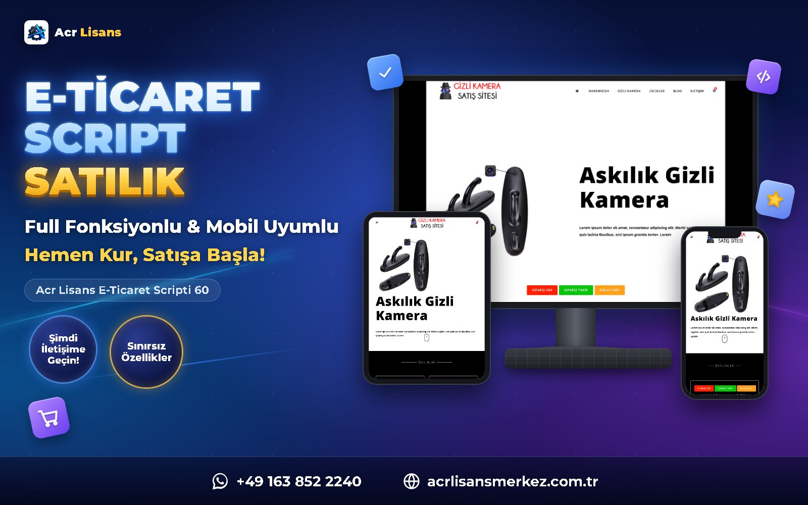 Acr Lisans E-Ticaret Scripti 60 ana ekran görüntüsü