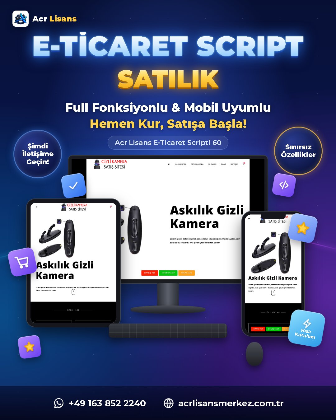 Acr Lisans E-Ticaret Scripti 60 ekran görüntüsü 1