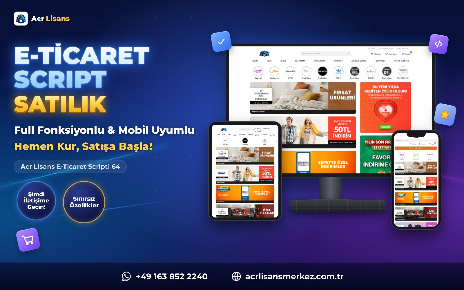 Acr Lisans E-Ticaret Scripti 64 ana ekran görüntüsü