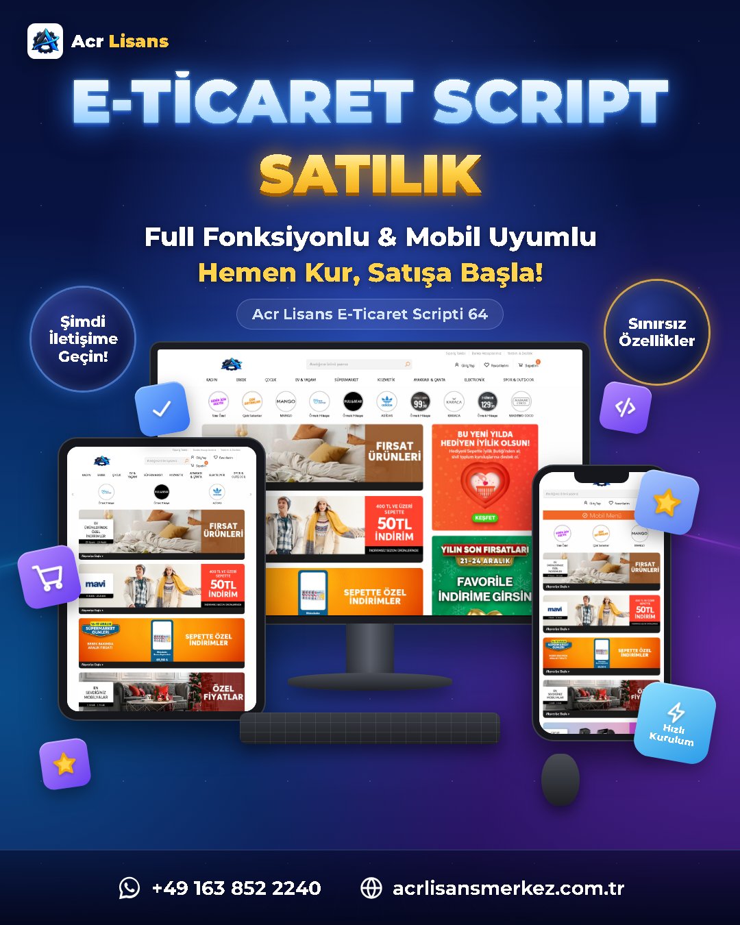 Acr Lisans E-Ticaret Scripti 64 ekran görüntüsü 1