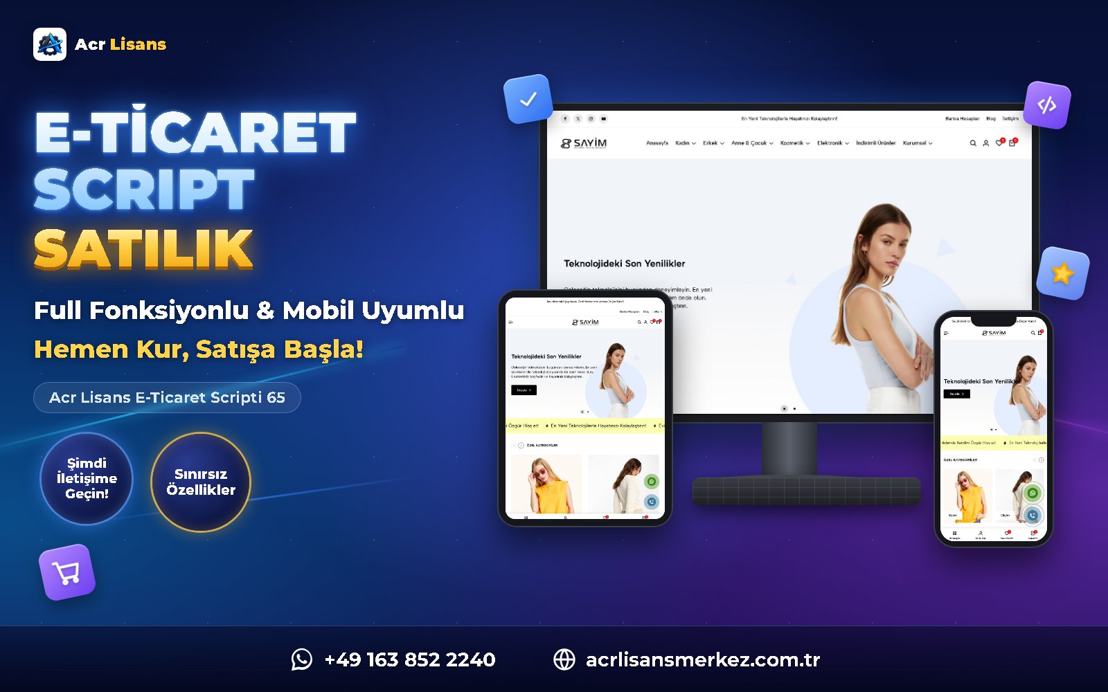 Acr Lisans E-Ticaret Scripti 65 ana ekran görüntüsü
