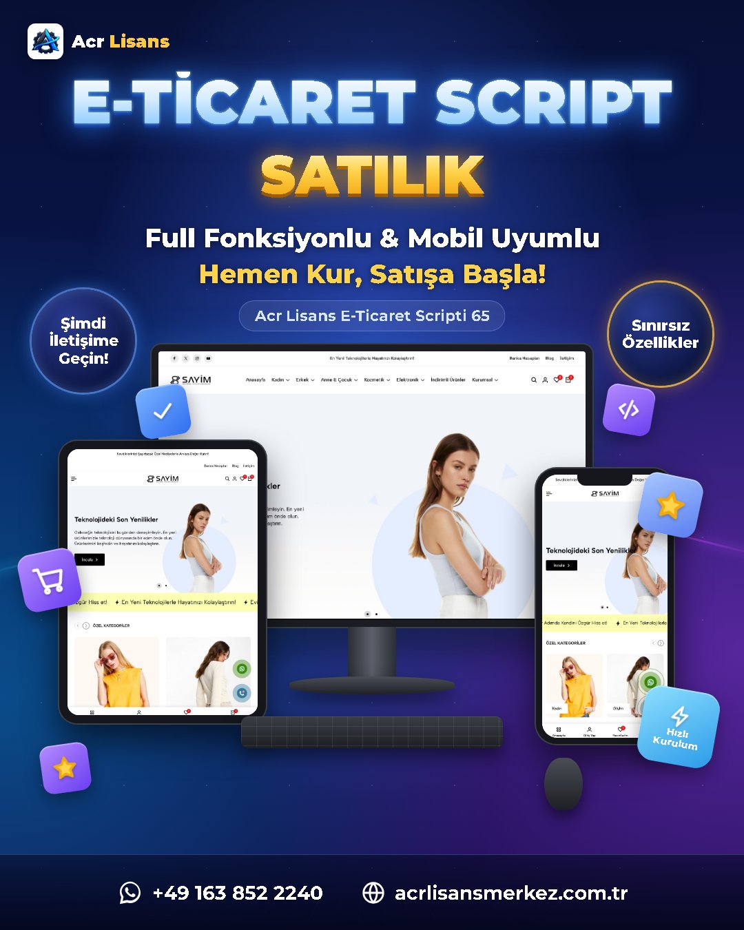 Acr Lisans E-Ticaret Scripti 65 ekran görüntüsü 1