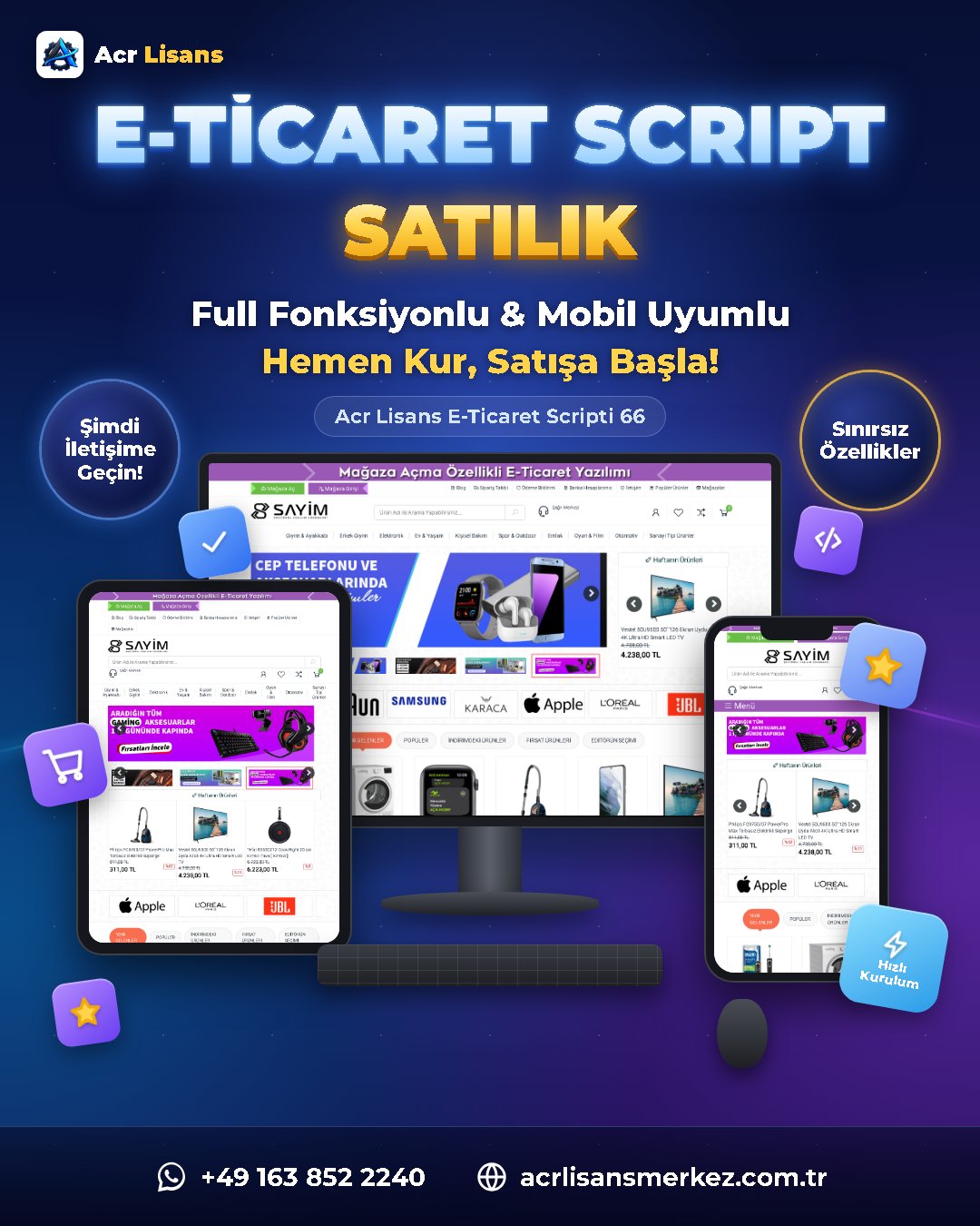 Acr Lisans E-Ticaret Scripti 66 ekran görüntüsü 1