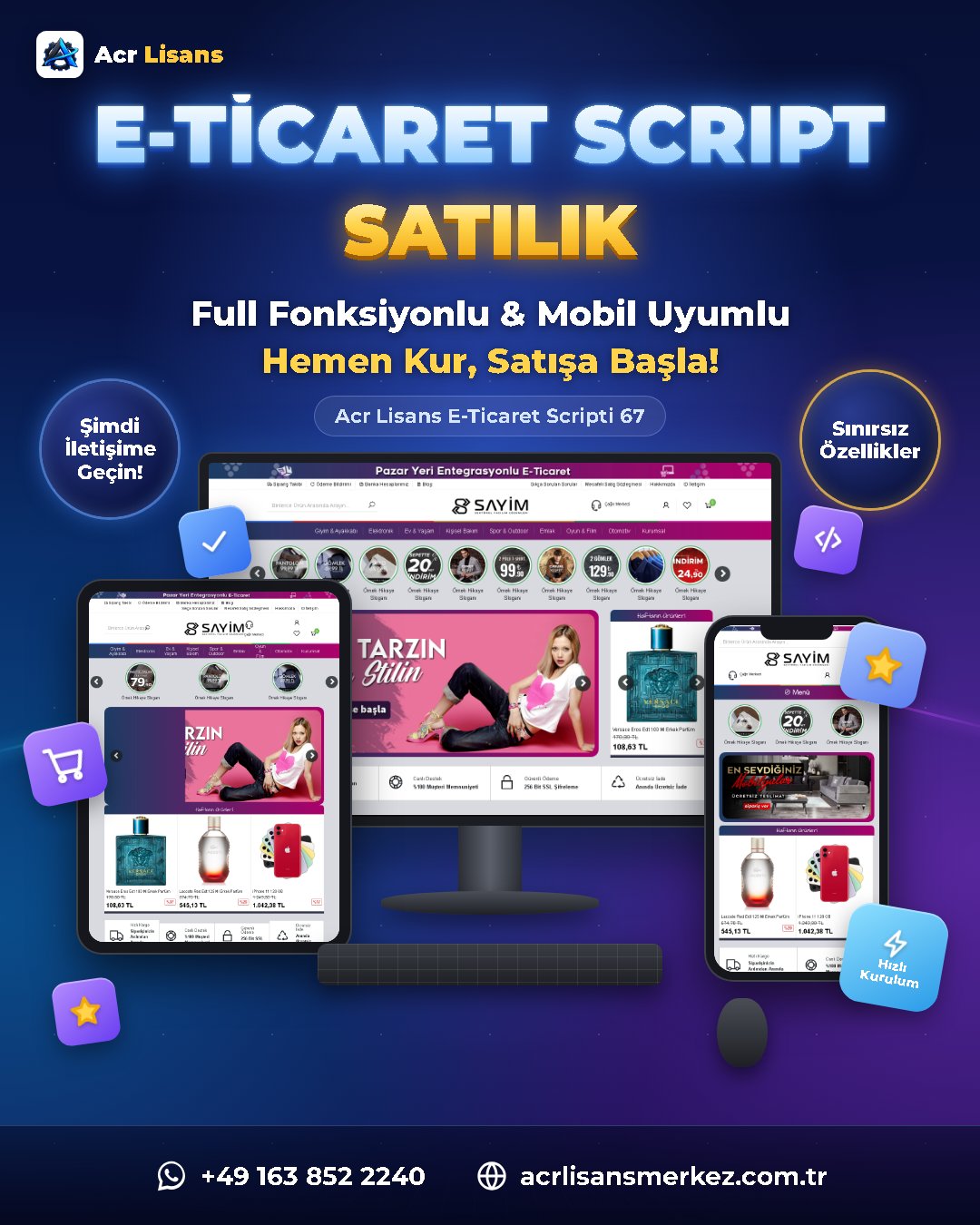 Acr Lisans E-Ticaret Scripti 67 ekran görüntüsü 1