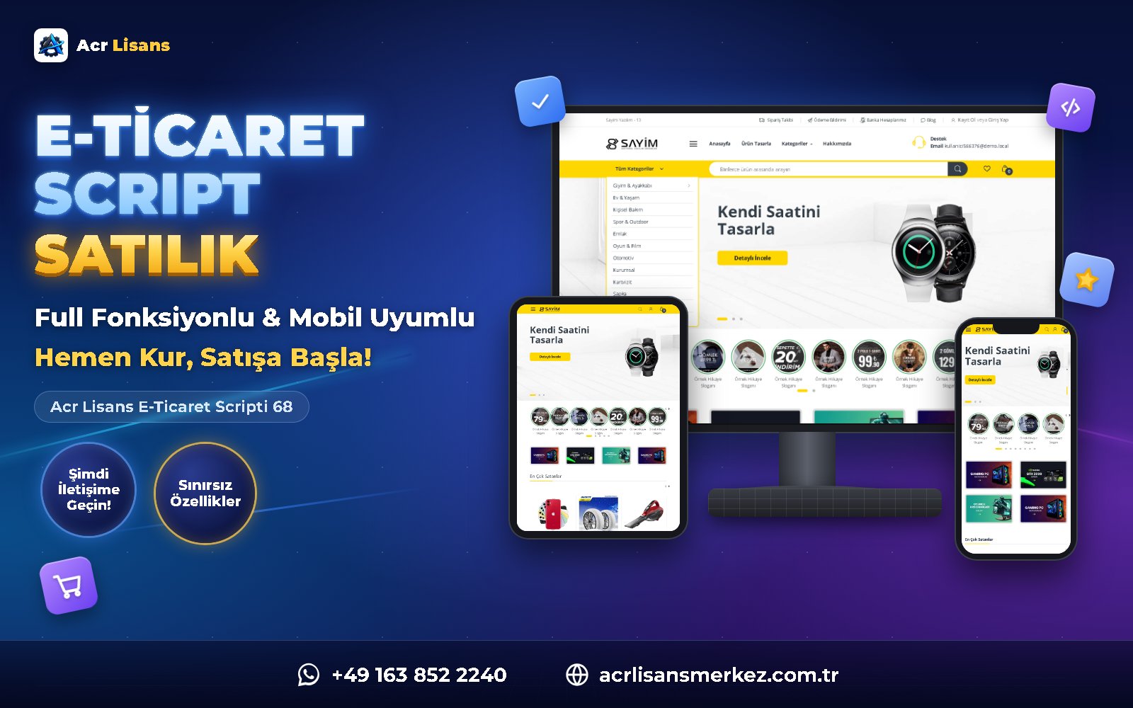 Acr Lisans E-Ticaret Scripti 68 ana ekran görüntüsü