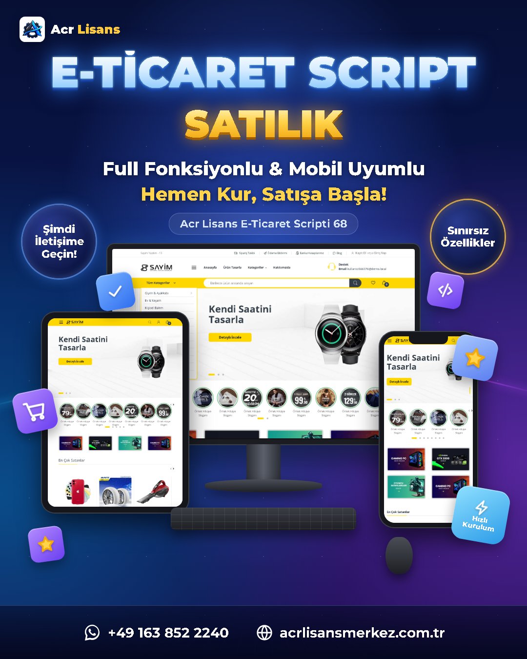 Acr Lisans E-Ticaret Scripti 68 ekran görüntüsü 1