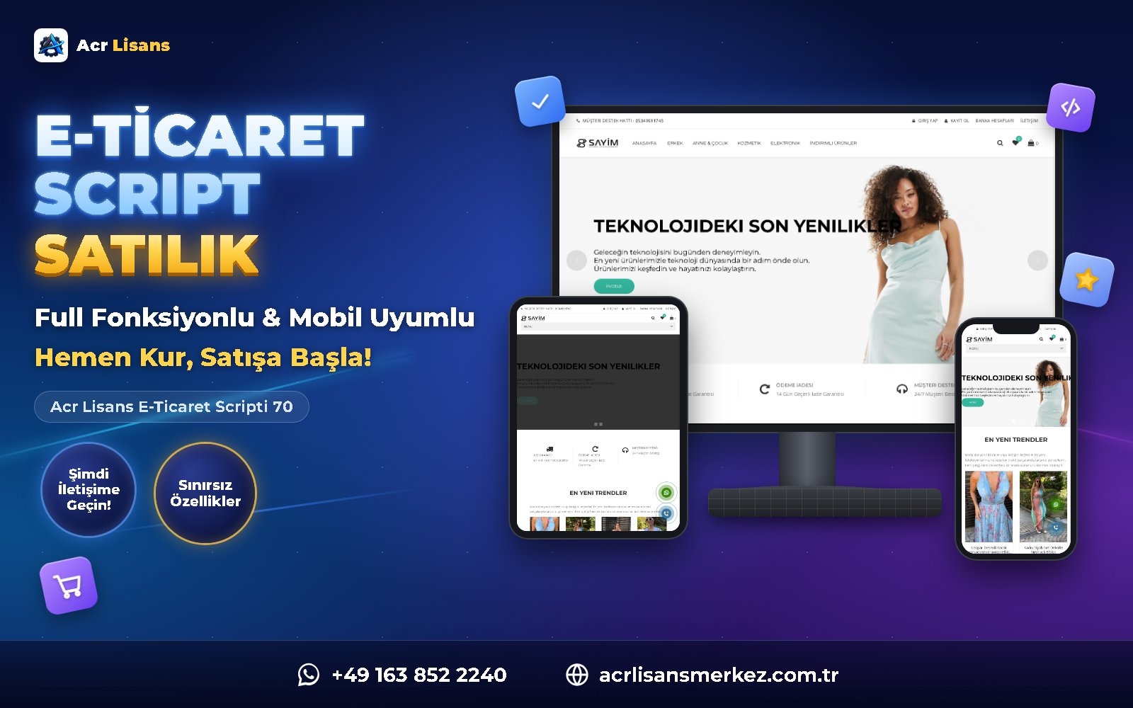 Acr Lisans E-Ticaret Scripti 70 ana ekran görüntüsü