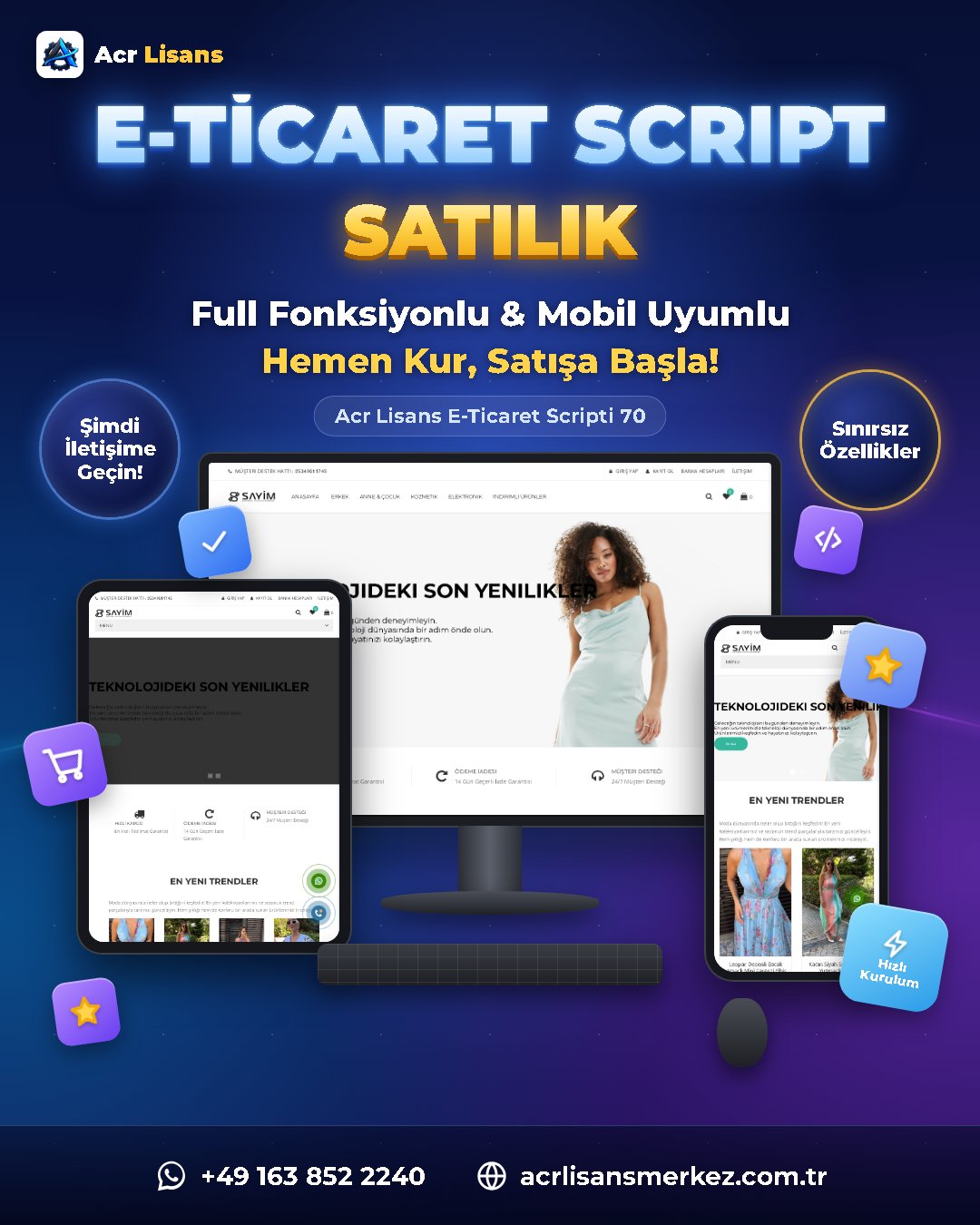 Acr Lisans E-Ticaret Scripti 70 ekran görüntüsü 1