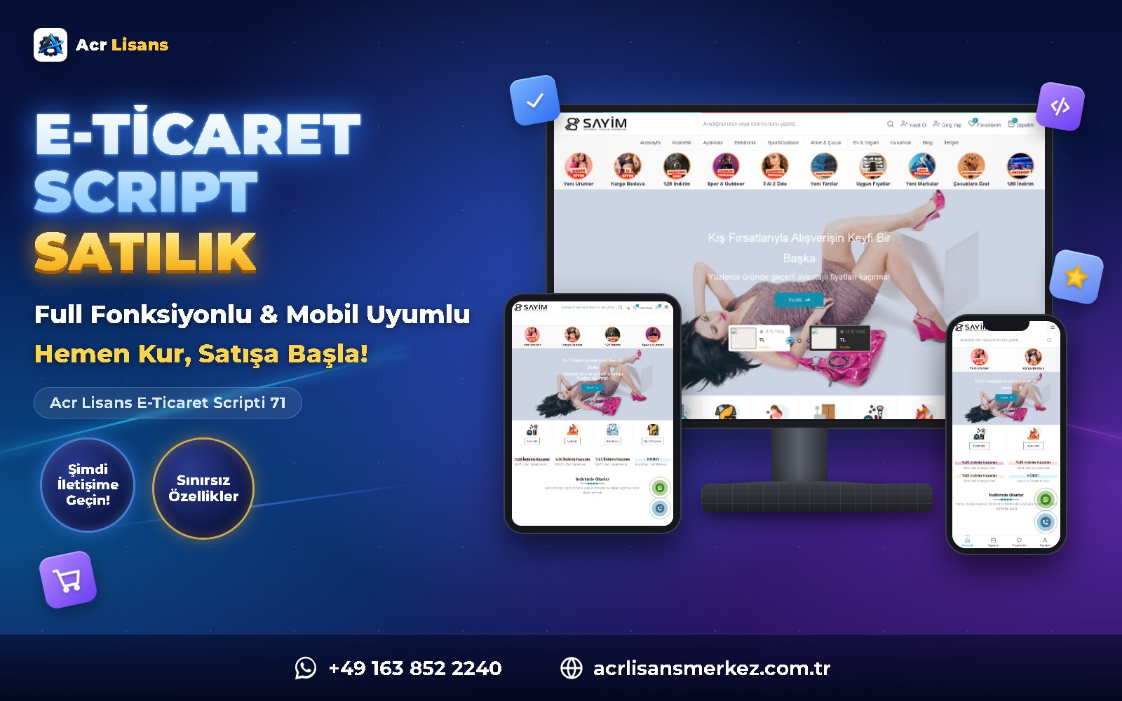Acr Lisans E-Ticaret Scripti 71 ana ekran görüntüsü