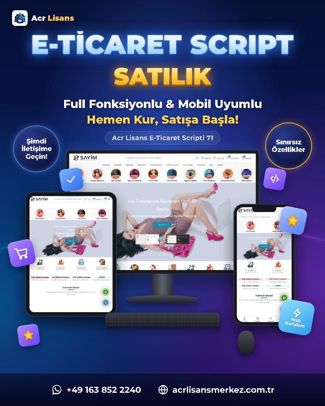 Acr Lisans E-Ticaret Scripti 71 ekran görüntüsü 1