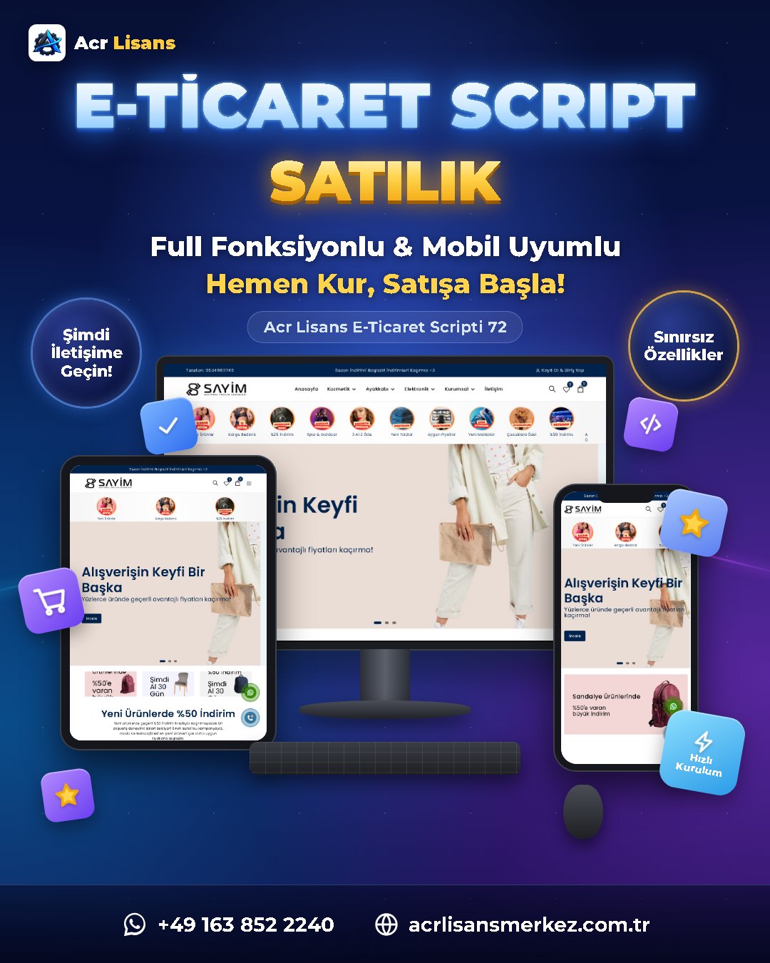 Acr Lisans E-Ticaret Scripti 72 ekran görüntüsü 1