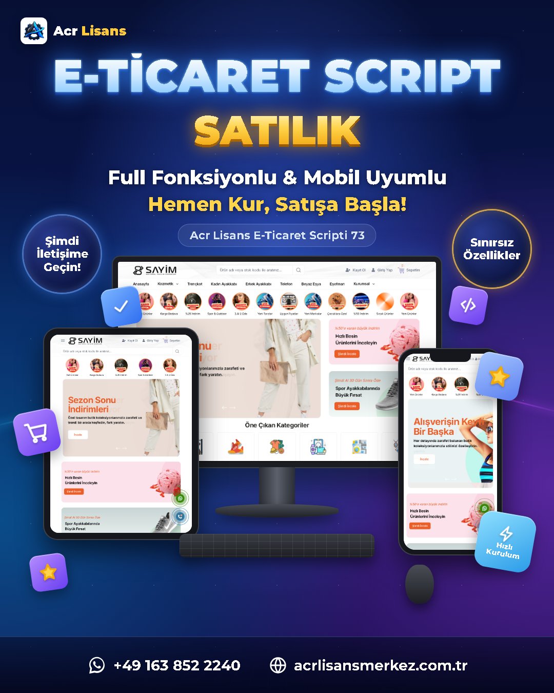Acr Lisans E-Ticaret Scripti 73 ekran görüntüsü 1