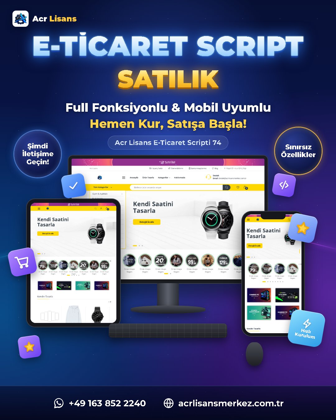 Acr Lisans E-Ticaret Scripti 74 ekran görüntüsü 1