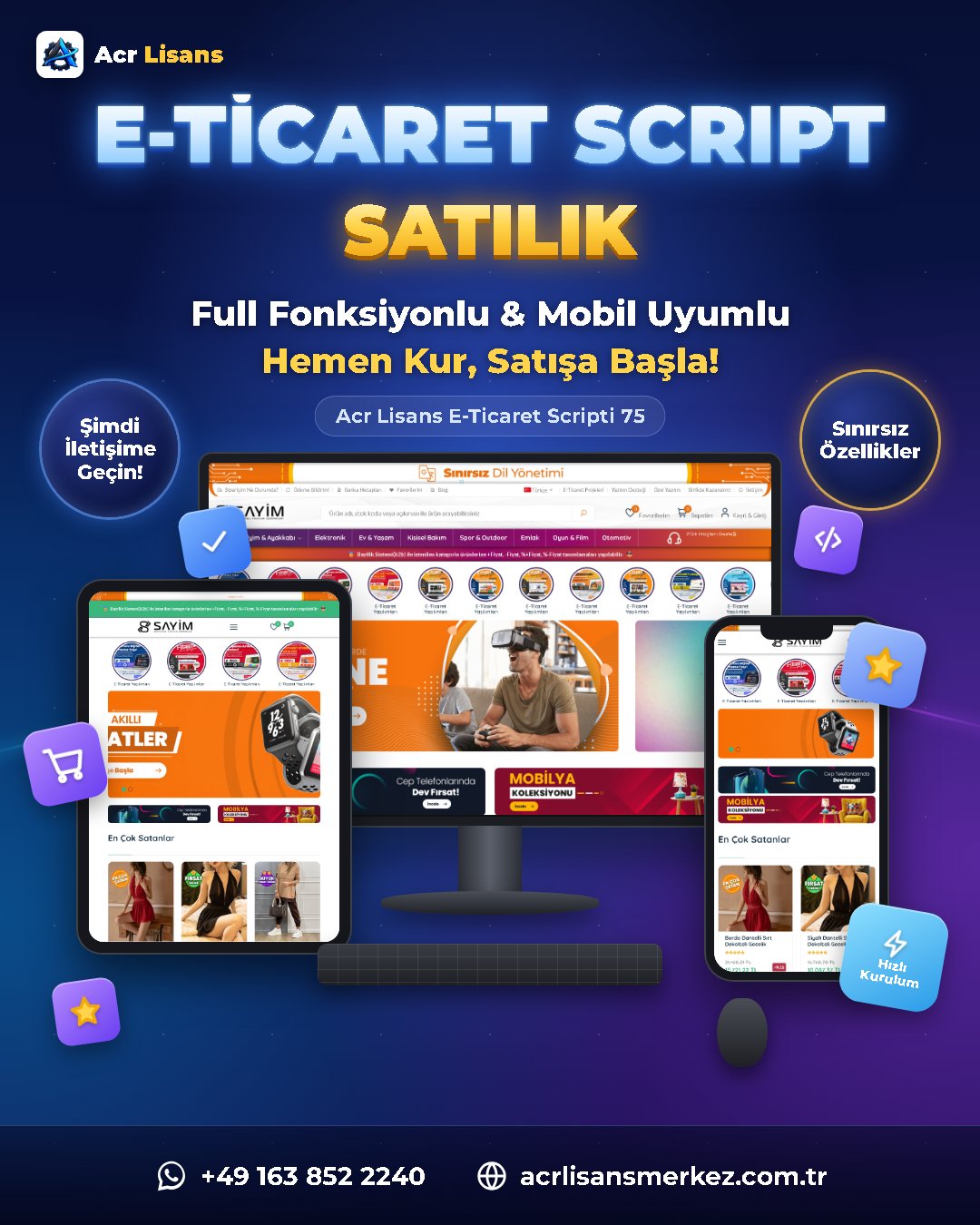 Acr Lisans E-Ticaret Scripti 75 ekran görüntüsü 1