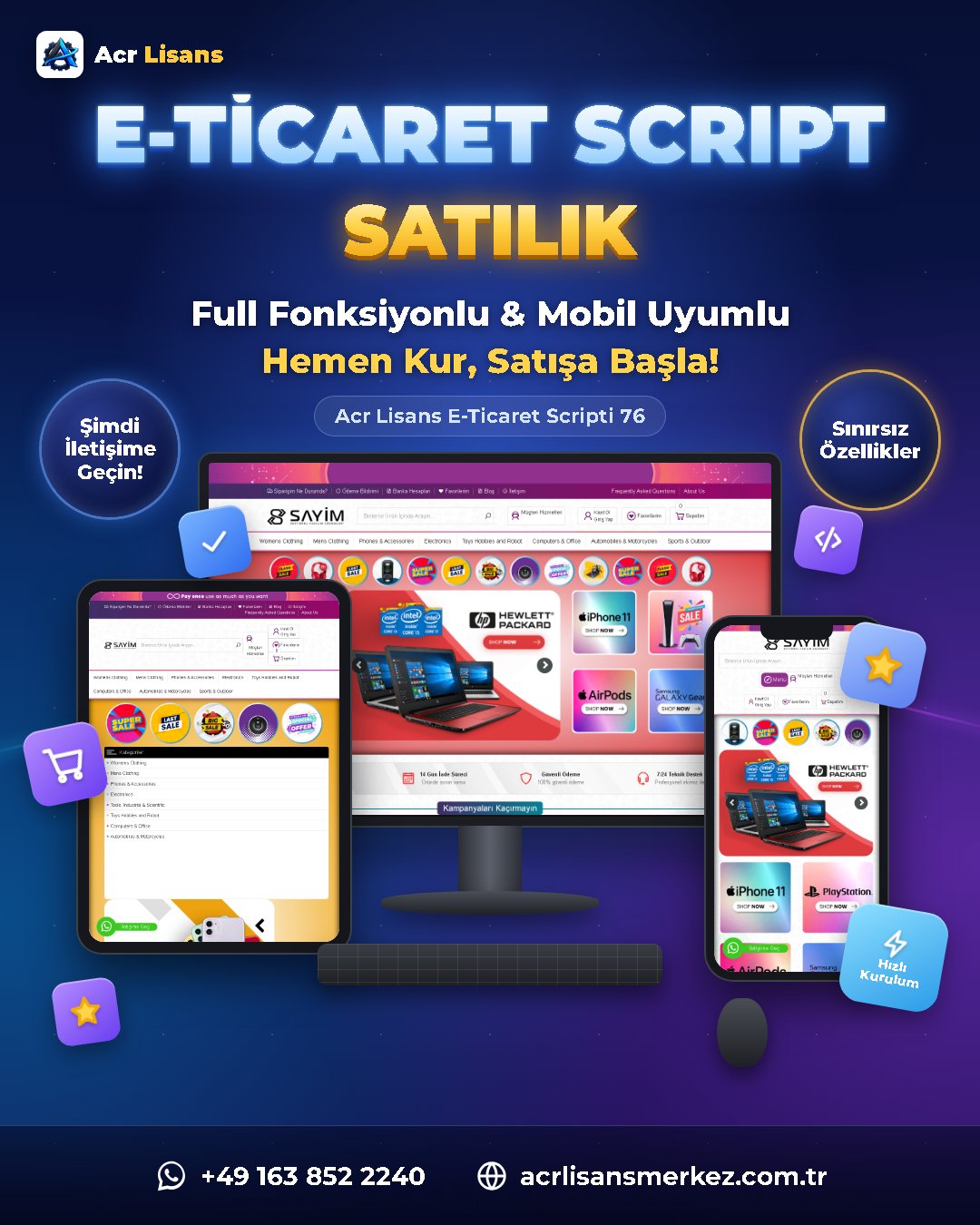 Acr Lisans E-Ticaret Scripti 76 ekran görüntüsü 1