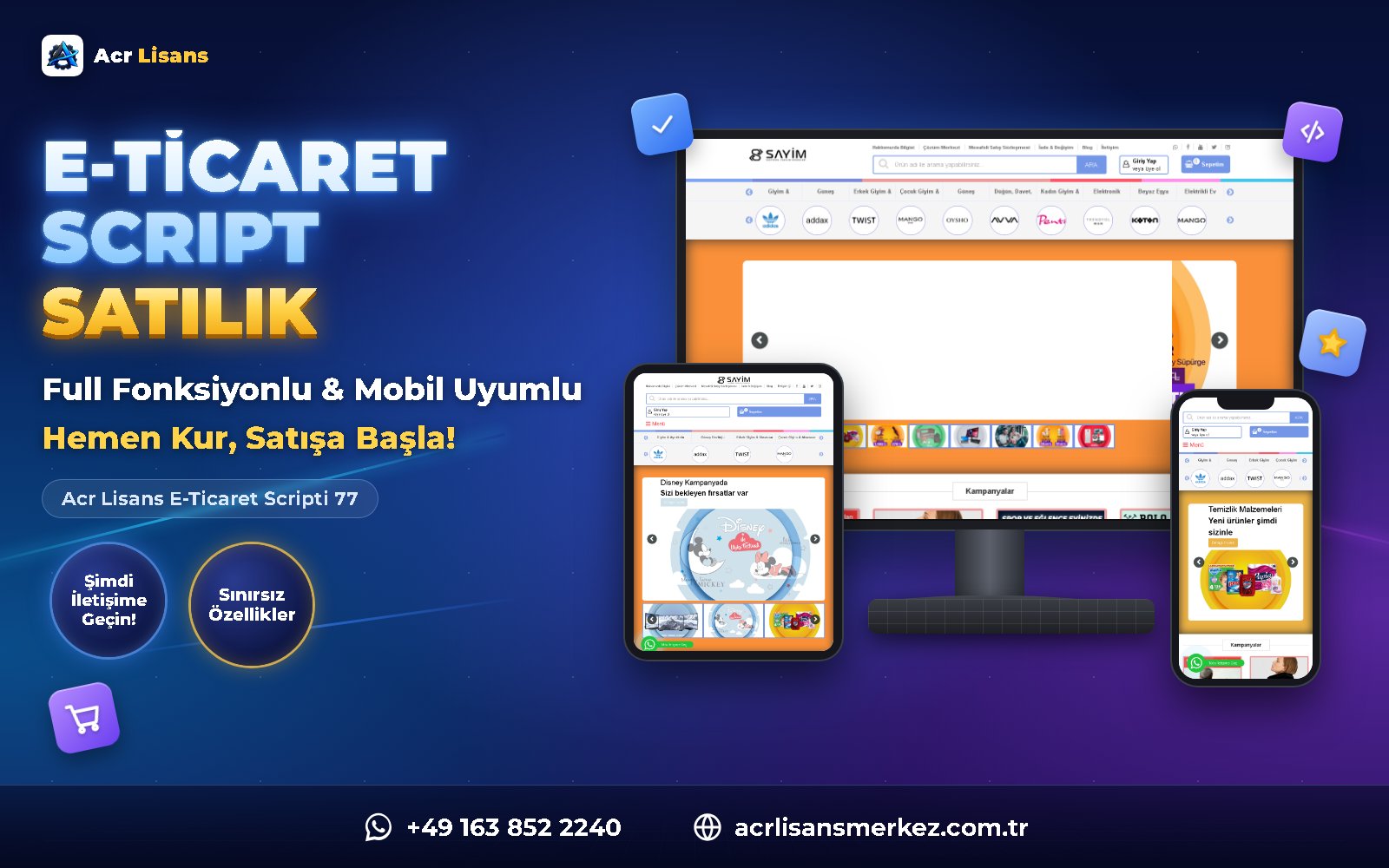 Acr Lisans E-Ticaret Scripti 77 ana ekran görüntüsü