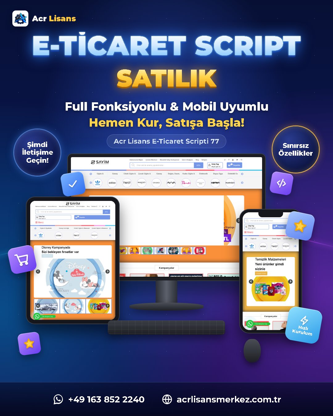 Acr Lisans E-Ticaret Scripti 77 ekran görüntüsü 1