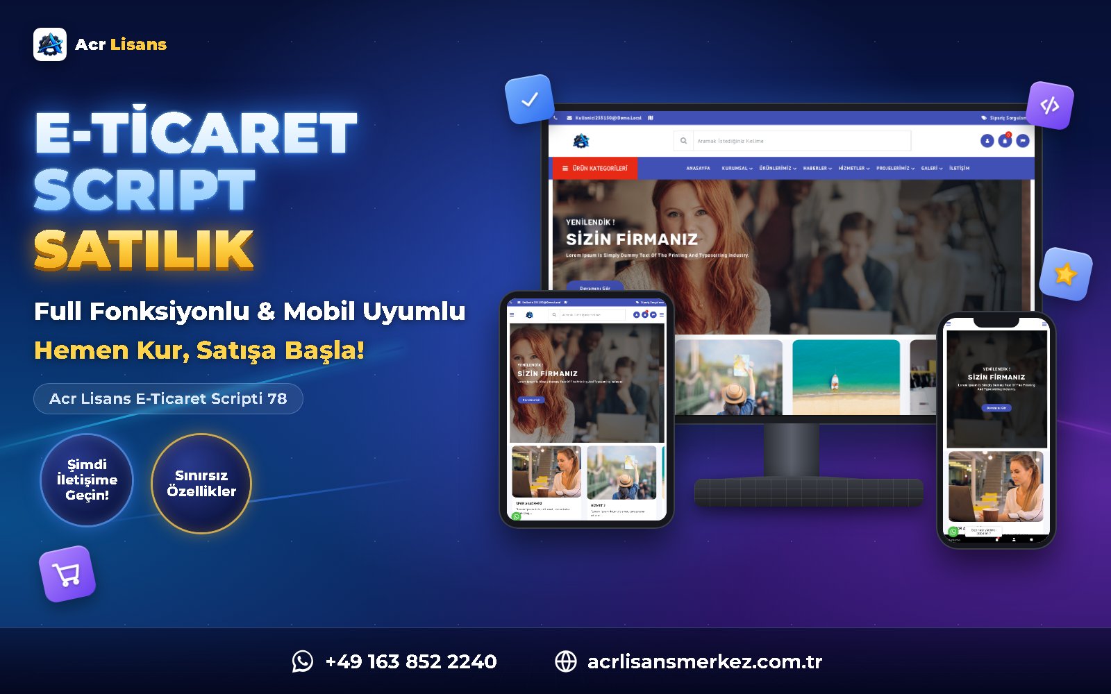 Acr Lisans E-Ticaret Scripti 78 ana ekran görüntüsü