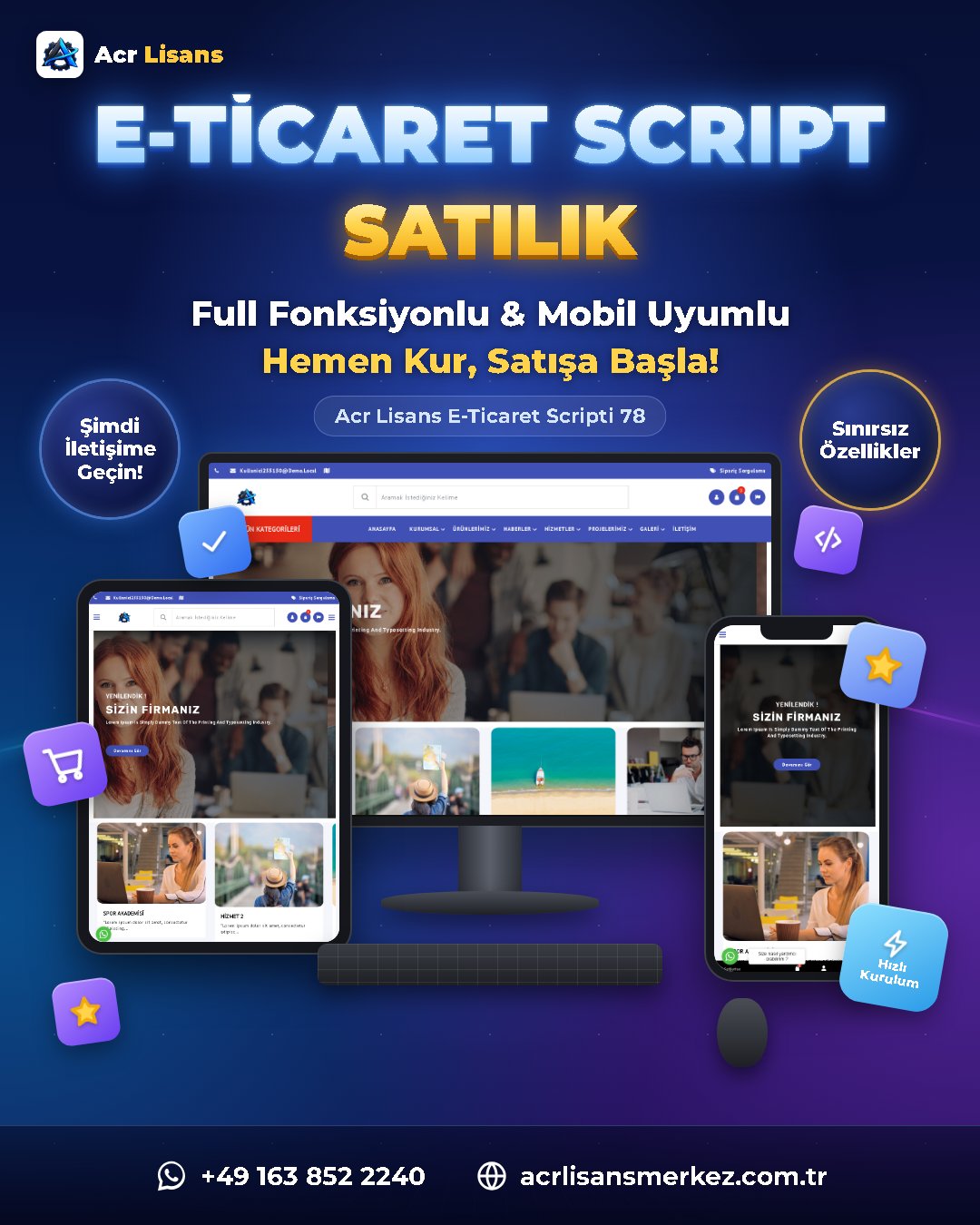 Acr Lisans E-Ticaret Scripti 78 ekran görüntüsü 1