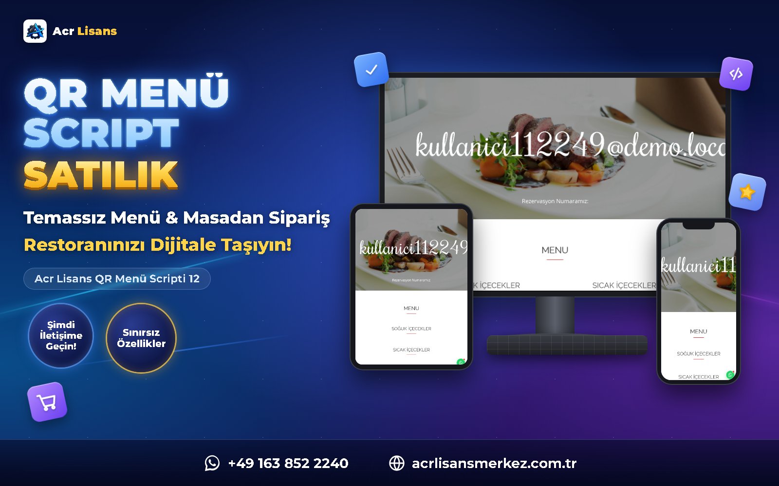 Acr Lisans QR Menü Scripti 12 ana ekran görüntüsü