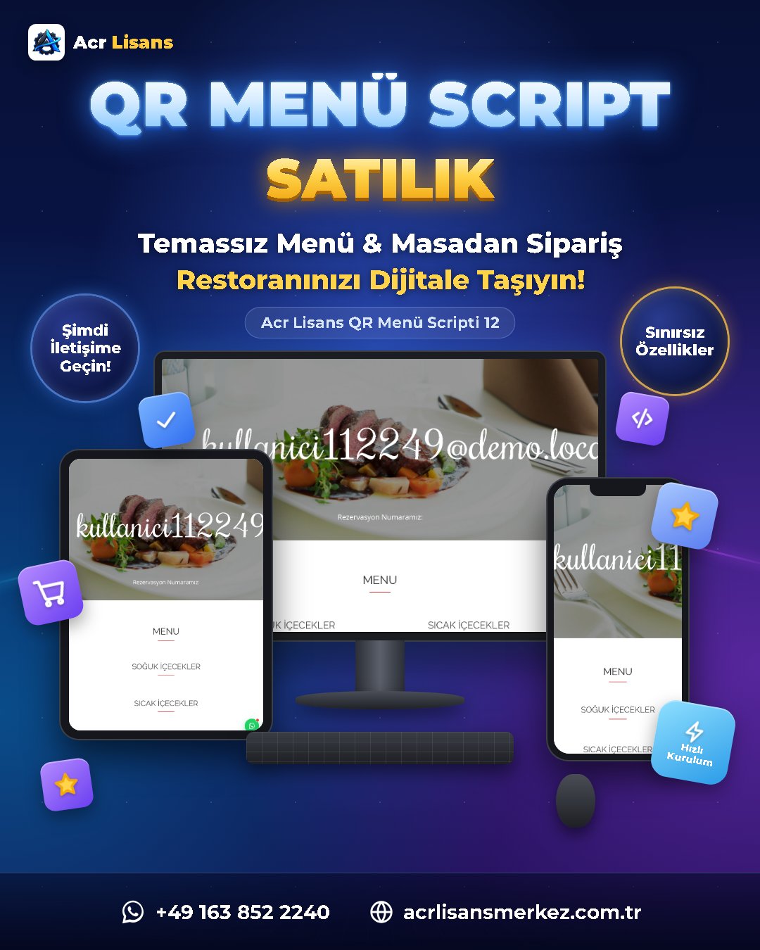 Acr Lisans QR Menü Scripti 12 ekran görüntüsü 1