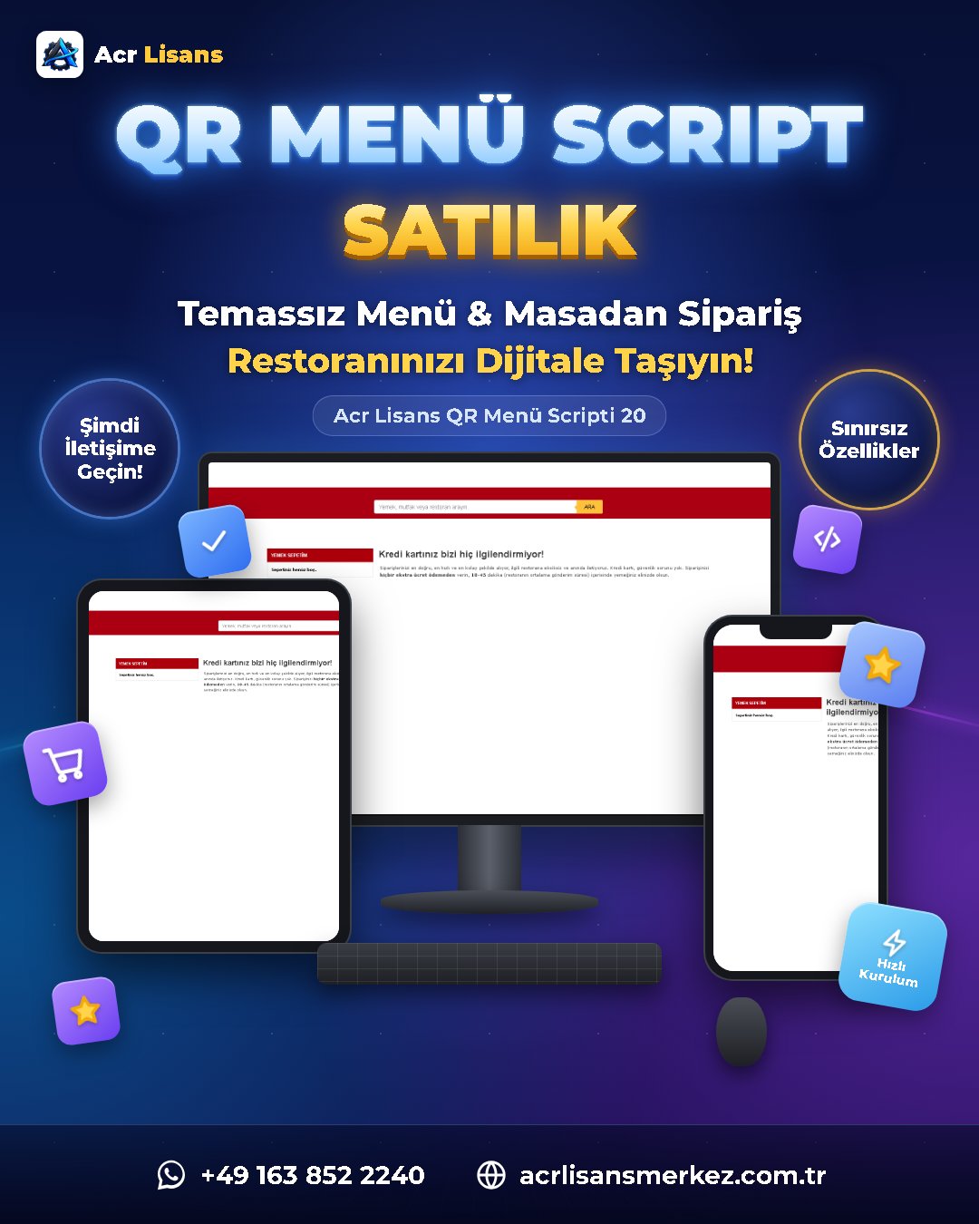 Acr Lisans QR Menü Scripti 20 ekran görüntüsü 1