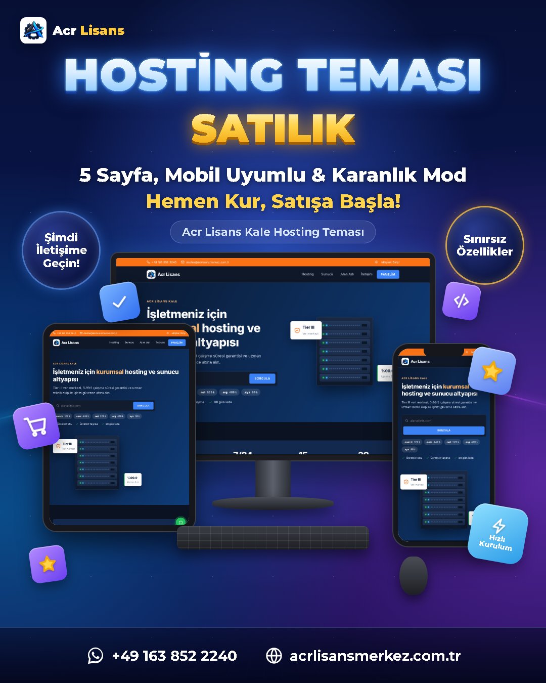 Acr Lisans Kale Hosting Teması ekran görüntüsü 1