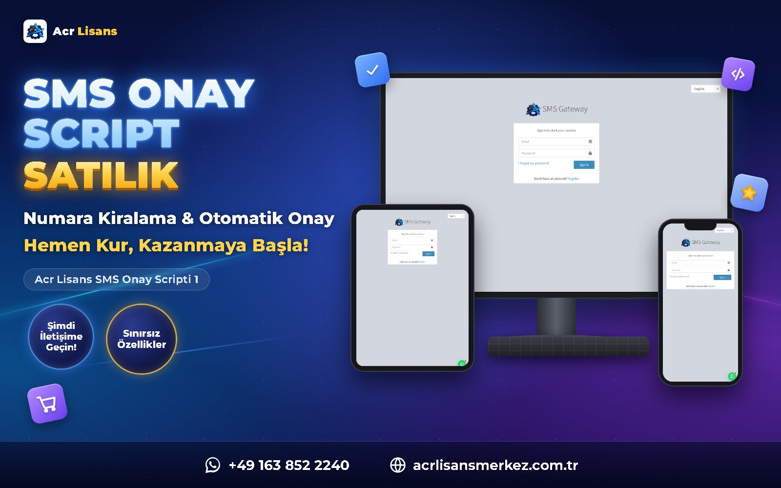 Acr Lisans SMS Onay Scripti 1 ana ekran görüntüsü