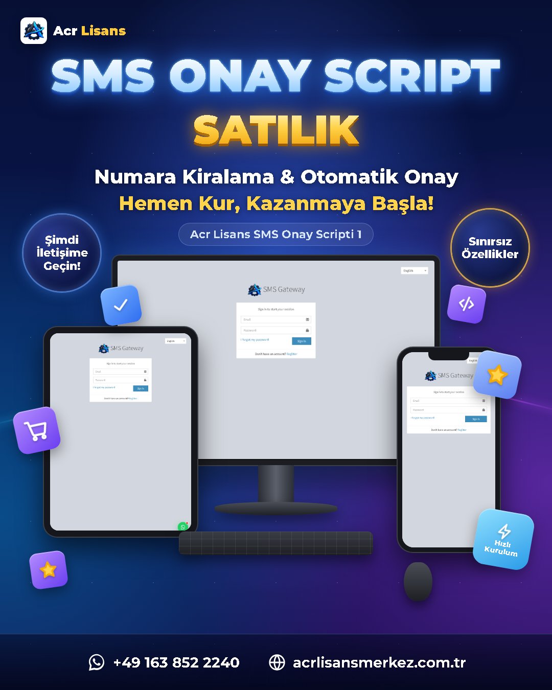 Acr Lisans SMS Onay Scripti 1 ekran görüntüsü 1