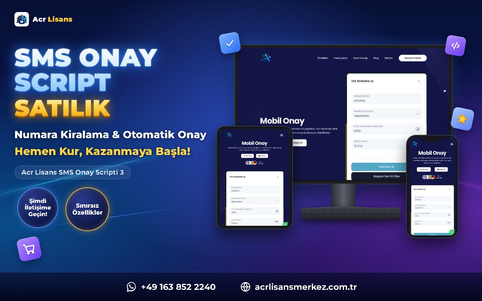 Acr Lisans SMS Onay Scripti 3 ana ekran görüntüsü
