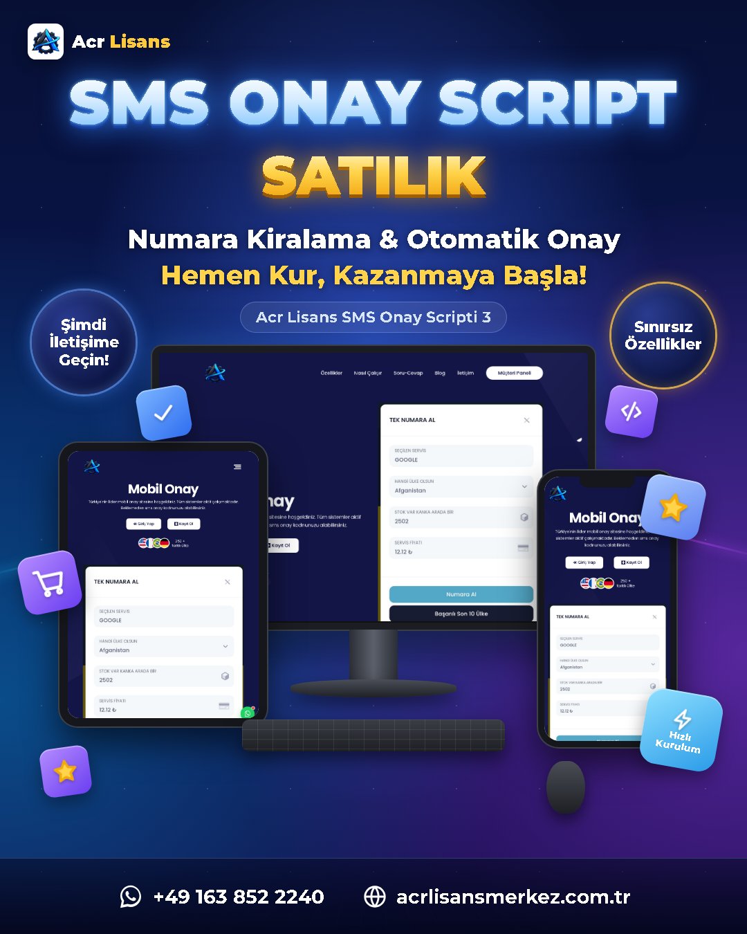 Acr Lisans SMS Onay Scripti 3 ekran görüntüsü 1