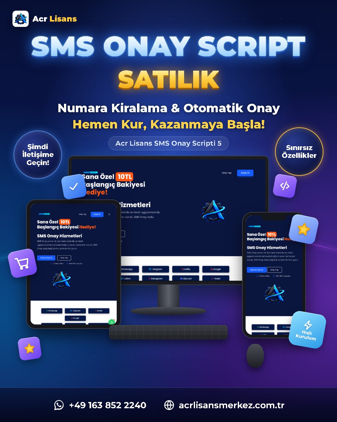 Acr Lisans SMS Onay Scripti 5 ekran görüntüsü 1