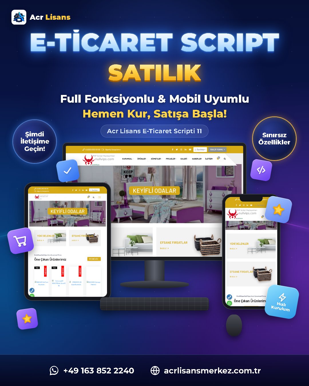 Acr Lisans E-Ticaret Scripti 11 ekran görüntüsü 1