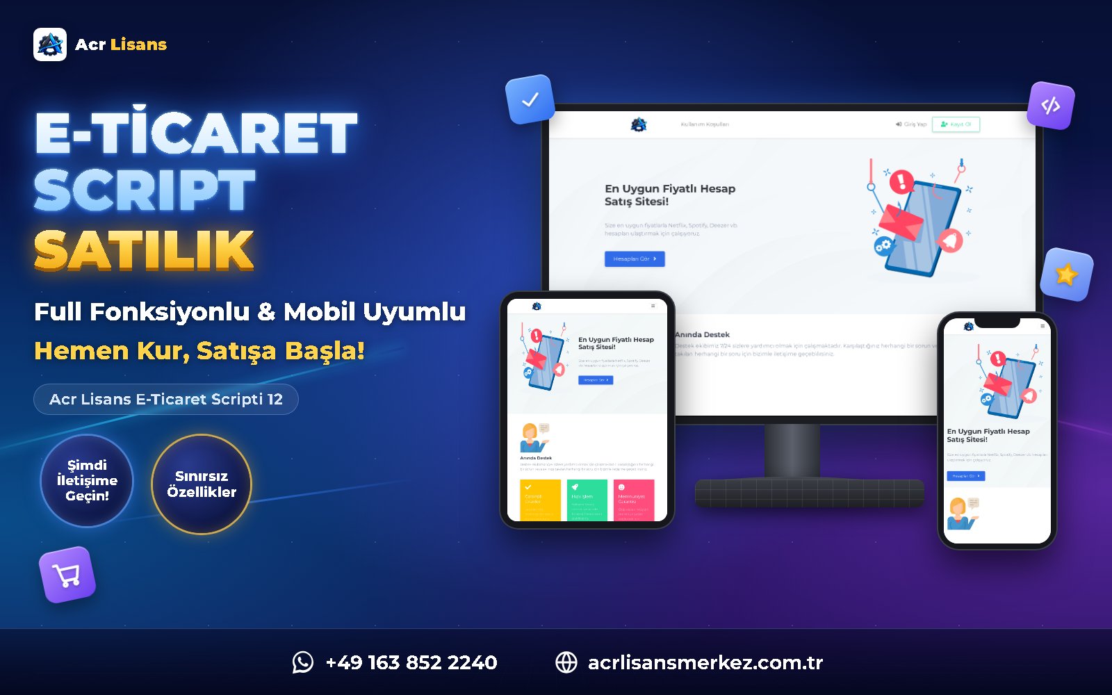 Acr Lisans E-Ticaret Scripti 12 ana ekran görüntüsü