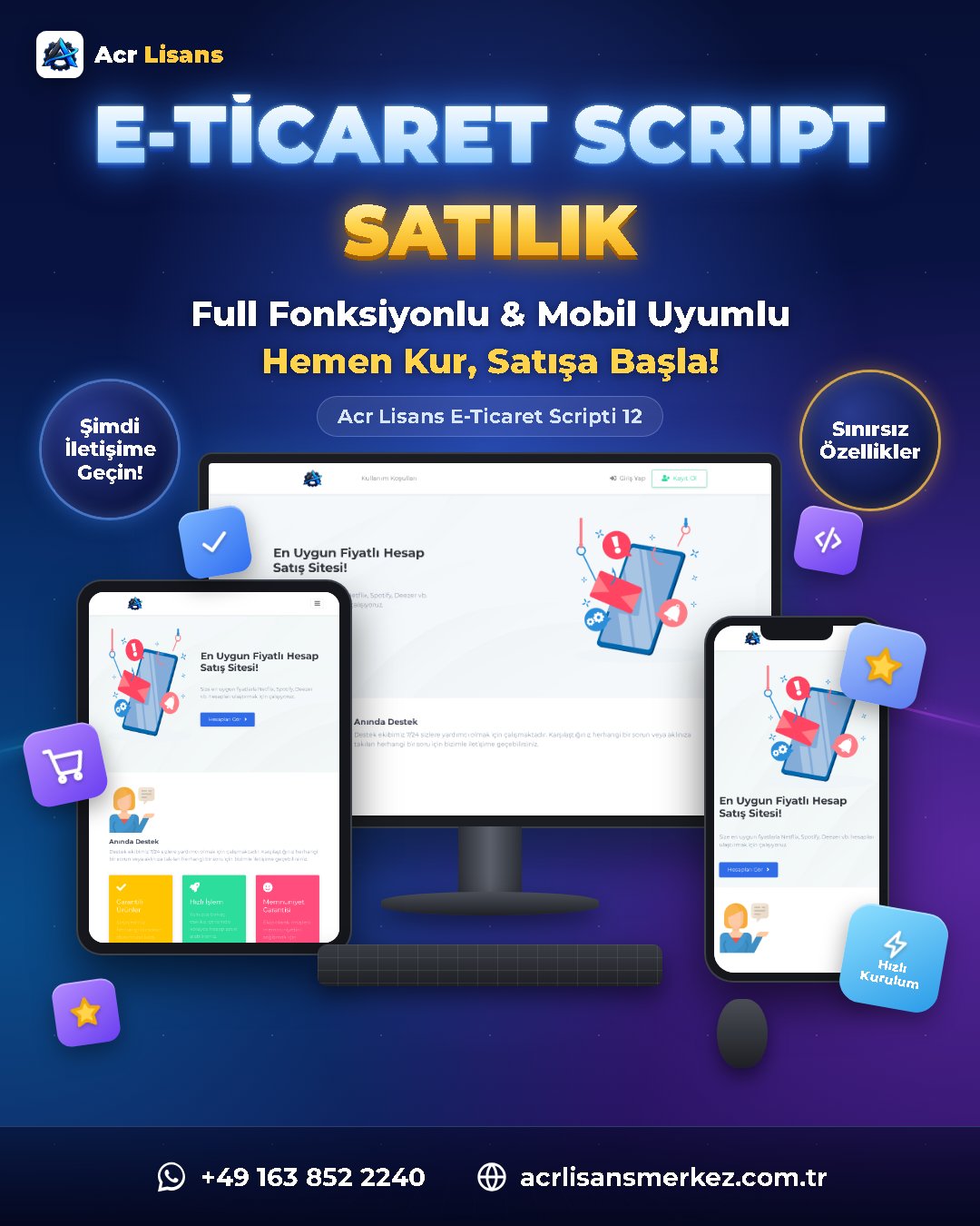 Acr Lisans E-Ticaret Scripti 12 ekran görüntüsü 1