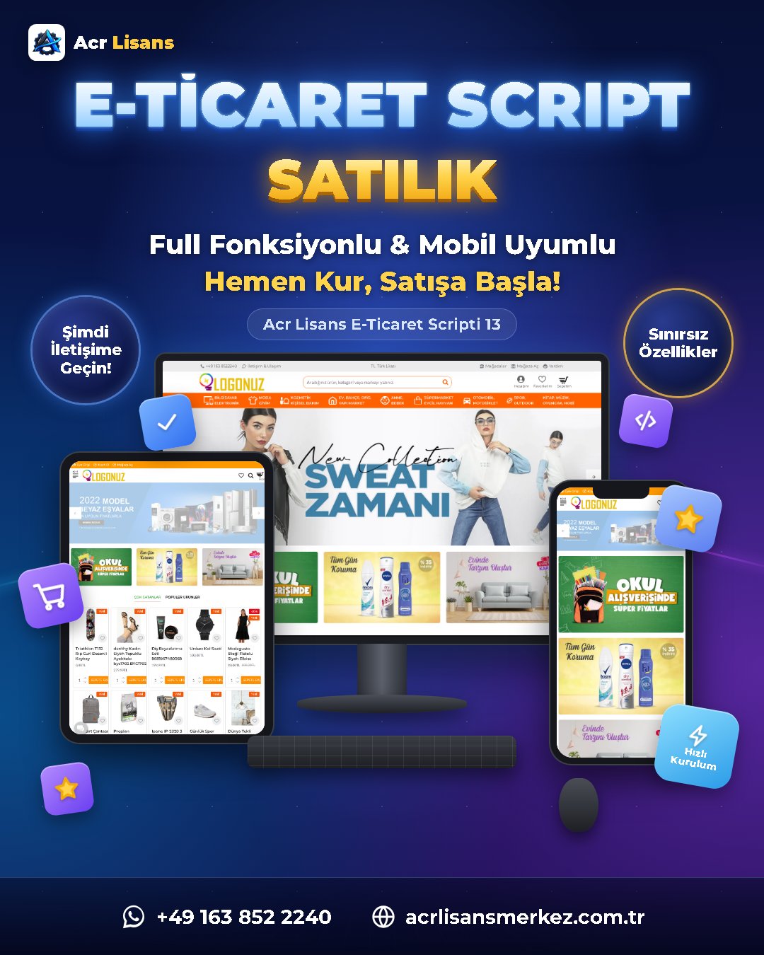 Acr Lisans E-Ticaret Scripti 13 ekran görüntüsü 1