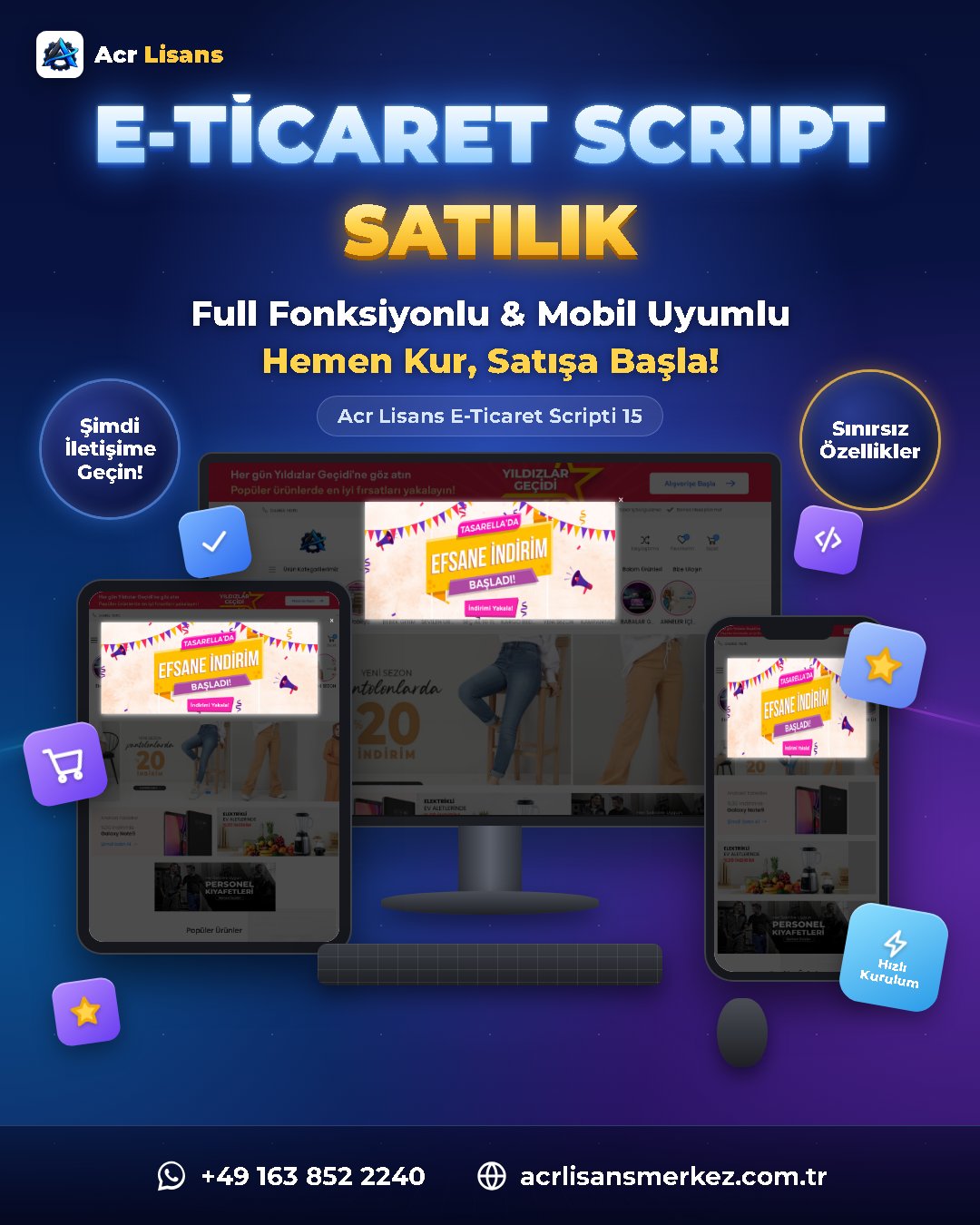 Acr Lisans E-Ticaret Scripti 15 ekran görüntüsü 1
